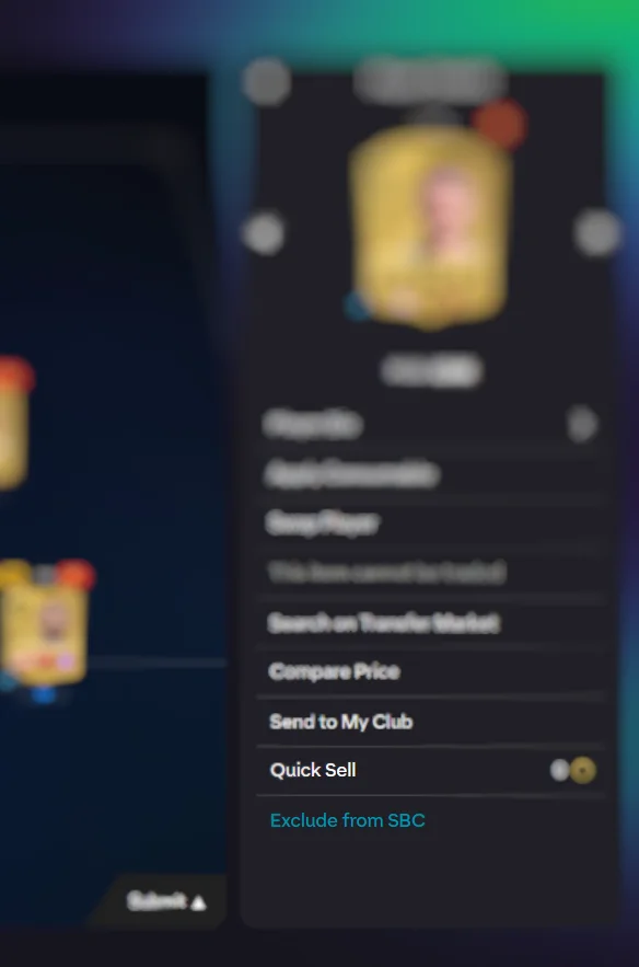 Exclude button on player detail