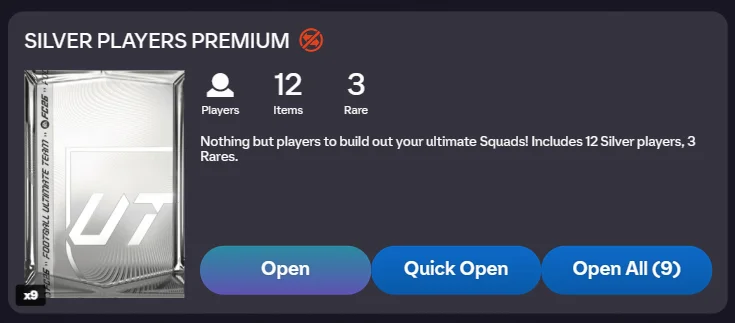 Open All Packs button